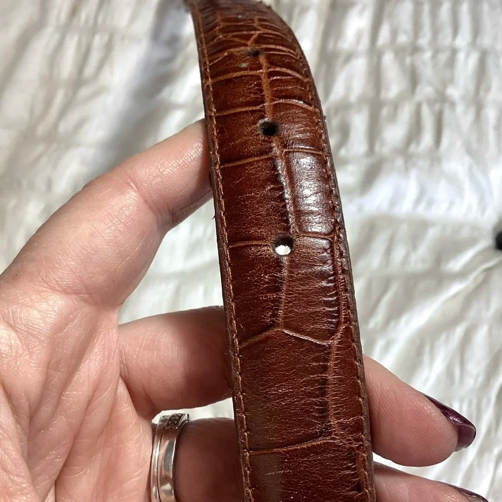 St Johns Bay Croc Embossed Leather Belt Size M